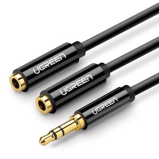 AUX audio splitter 3.5mm jack cable UGREEN AV123, 25cm (black)