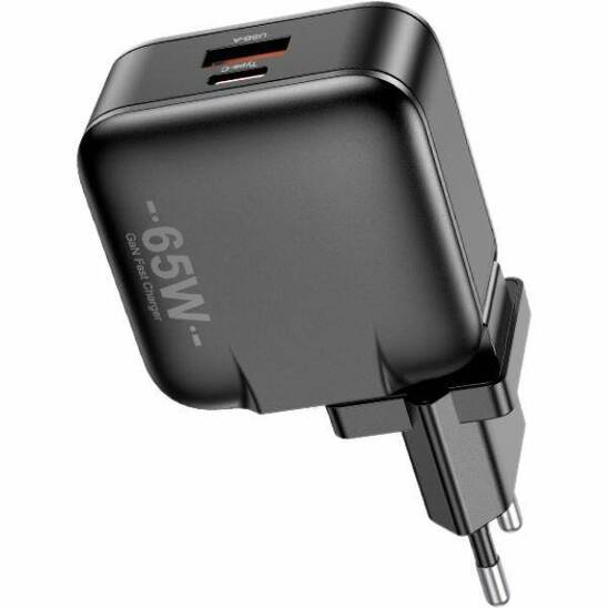 AWEI nice. network. PD55-EU 65W USB + USB-C black/black GaN