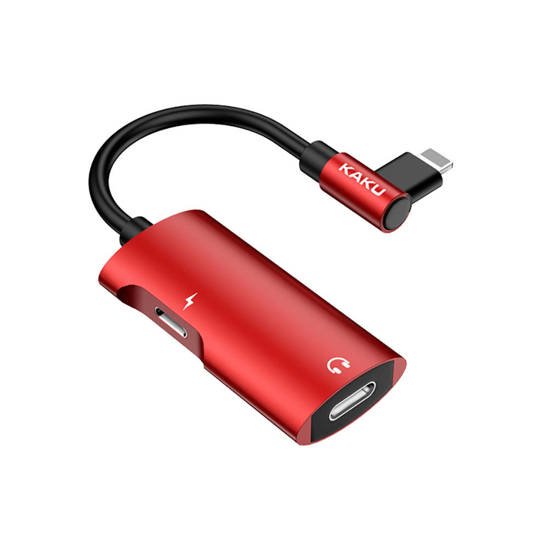 Adapter 4in1 Audio Converter Lightning to minijack 3.5mm + Lightning Adapter KAKU (KSC-377) red