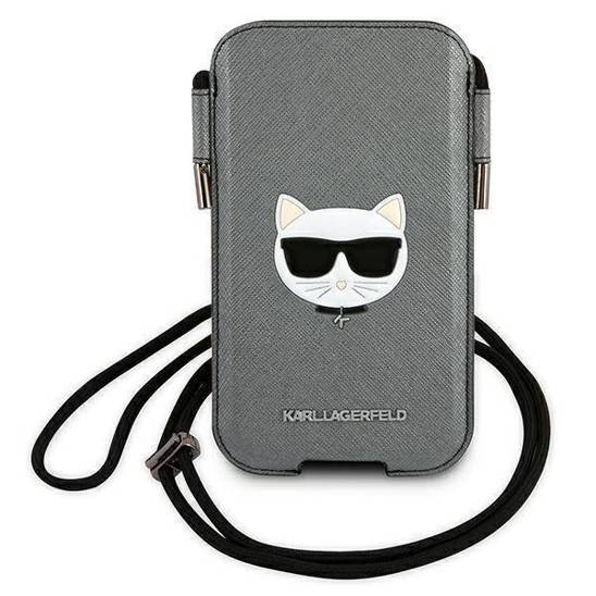 Bag Karl Lagerfeld 6,7" Hardcase Saffiano Ikonik Choupette Head (KLHCP12LOPHCHG) gray