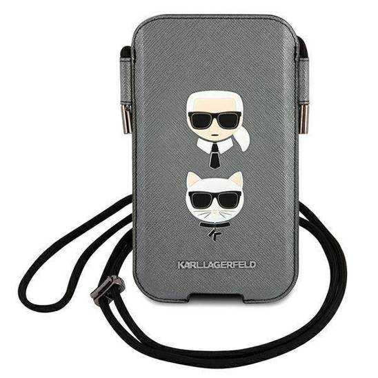 Bag Karl Lagerfeld 6,7" Hardcase Saffiano Ikonik Karl&Choupette Head (KLHCP12LOPHKCG) gray