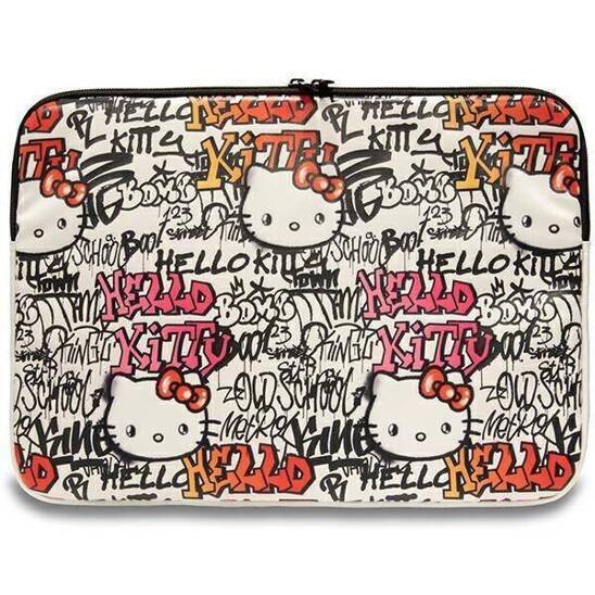 Bag LAPTOP 14" Hello Kitty Sleeve Zip PU Tags Graffiti (HKCSZPDGPTE) beige