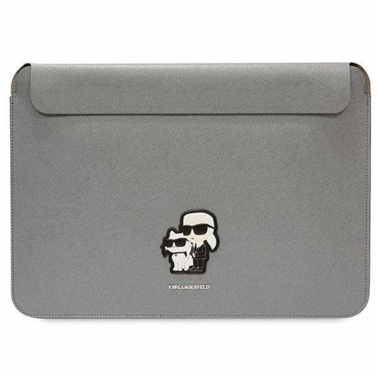 Bag LAPTOP 14" Karl Lagerfeld Sleeve Saffiano Karl&Choupette (KLCS14SAKCPMG) silver