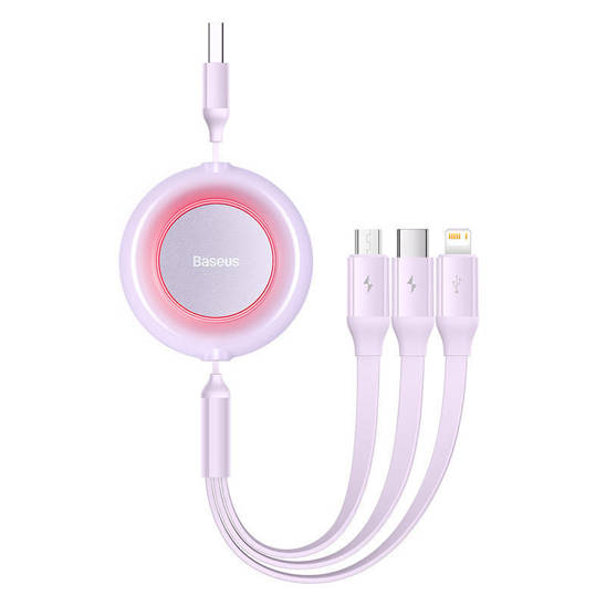 Baseus Bright Mirror 2, 3-in-1  USB 3-in-1 cable for micro USB / USB-C / Lightning 3.5A 1.1m (Purple)