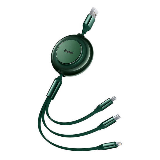 Baseus Bright Mirror 2, USB 3-in-1 cable for micro USB / USB-C / Lightning 3.5A 1.1m (Green)