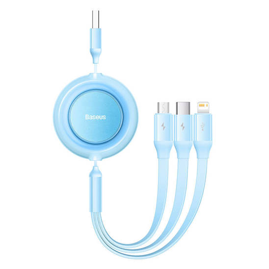 Baseus Bright Mirror 2, USB 3-in-1 cable for micro USB / USB-C / Lightning 3.5A 1.1m (Sky blue)