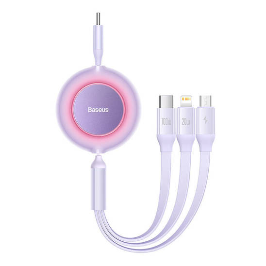Baseus Bright Mirror 4, USB-C 3-in-1 cable for micro USB / USB-C / Lightning 100W / 3.5A 1.1m (Purple)