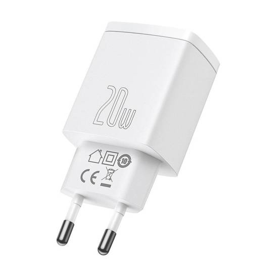 Baseus Compact Quick Charger, USB, USB-C, 20W (white)