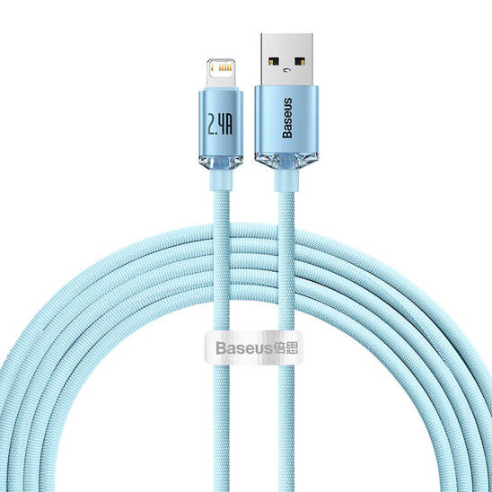 Baseus Crystal Shine USB cable for iP, 2.4A, 2m (blue)