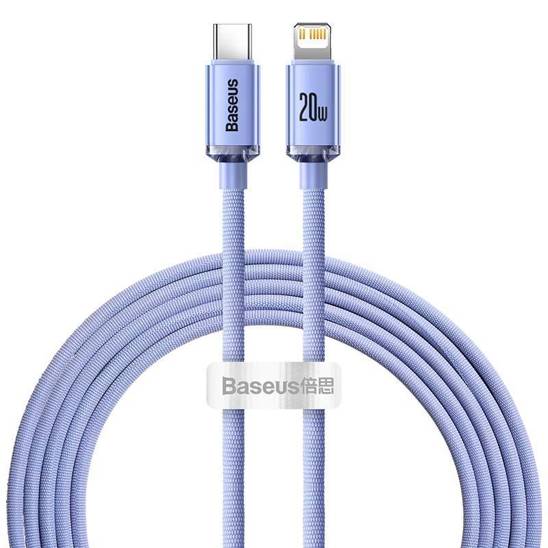 Baseus Crystal cable USB-C to Lightning, 20W, PD, 2m (violet)