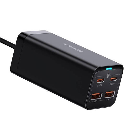 Baseus GaN3 Pro 2xUSB-C + 2xUSB wall charger, 100W (black)