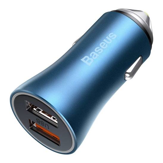Baseus Golden Contactor Pro car charger, 2x USB, 40W (blue)
