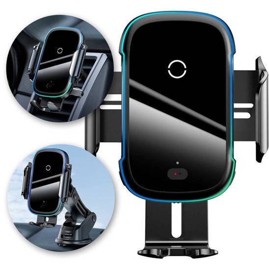 Baseus Light Electric Car Holder with Qi inductive charger (Black)