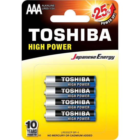 Battery AAA TOSHIBA High Power 4st 1.5V Alkaline LR03/4/48 BL