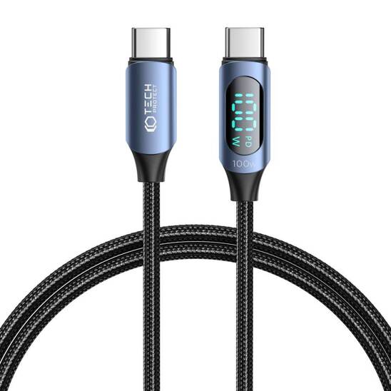 Cable 100W 5A 1m USB-C - USB-C Tech-Protect UltraBoost LED blue