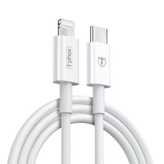 Cable 18W 1m USB-C - Lightning T-PHOX GLARY LITE SERIES white