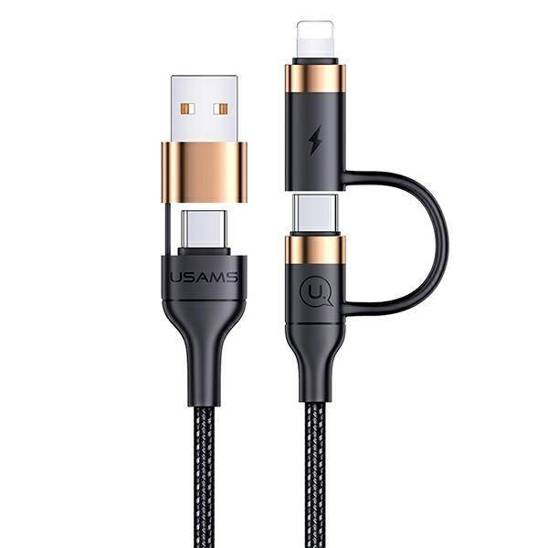 Cable 60W 1.2m PD Fast Charge USB + USB-C - USB-C + Lightning Usams U62 SJ483USB01 (US-SJ483) black