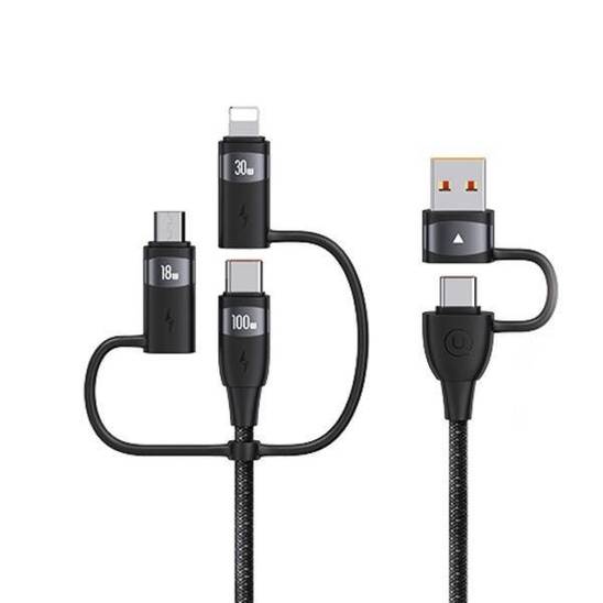 Cable 6in1 100W 2m PD Fast Charge 2xUSB-C / USB / Micro-USB / Lightning USAMS U85 SJ646USB01 (US-SJ646) black