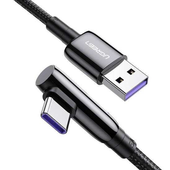 Cable USB to USB-C UGREEN US317 Angled, 2m (black)
