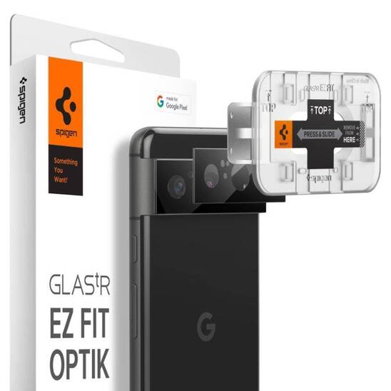 Camera Cover GOOGLE PIXEL 8 Spigen Optik. TR ”EZ FIT” Camera Protector 2-pack black