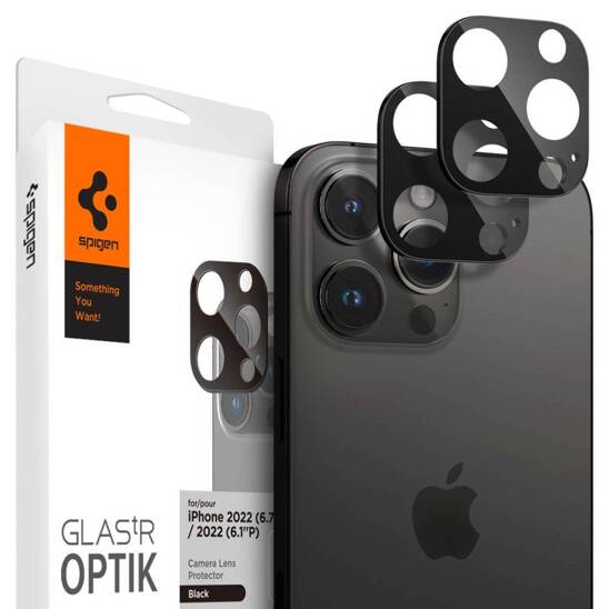 Camera Cover IPHONE 14 PRO / 14 PRO MAX Spigen Optik.TR Camera Protector 2-Pack black