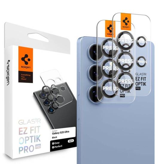 Camera Cover SAMSUNG GALAXY S25 ULTRA Spigen Optik Pro HD Glas.tr "EZ Fit" Camera Protector 2-pack black