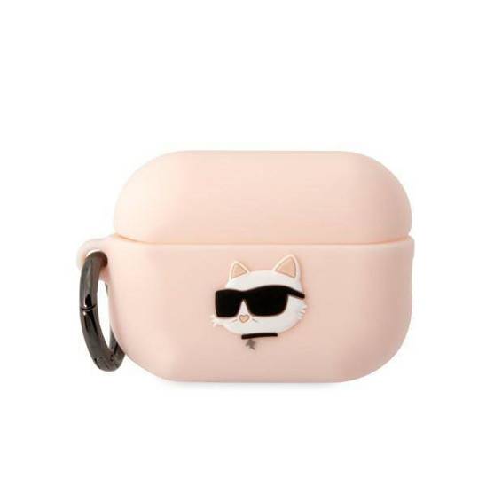 Case APPLE AIRPODS PRO 2 Karl Lagerfeld Silicone Choupette Head 3D light pink