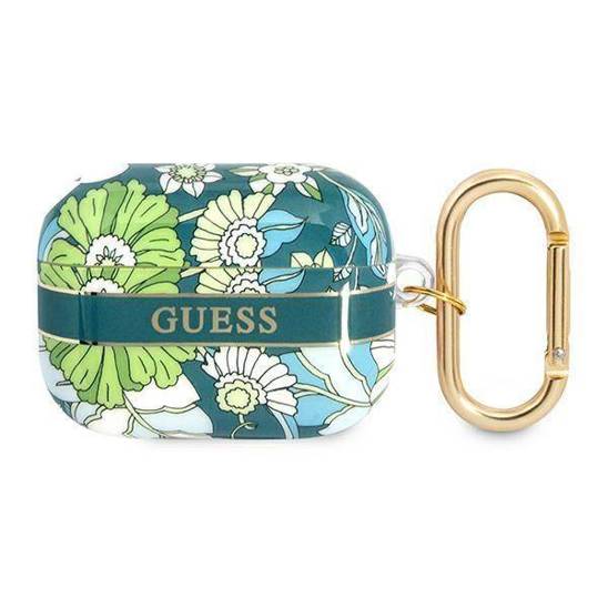 Case APPLE AIRPODS PRO Guess AirPods Flower Strap Collection (GUAPHHFLN) green