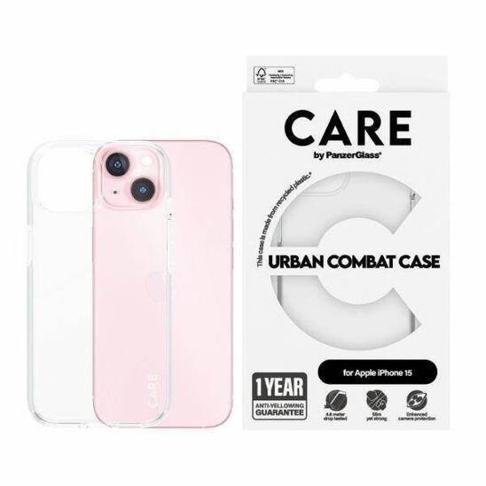 Case APPLE IPHONE 15 CARE by PanzerGlass Urban Combat Case (1421) transparent