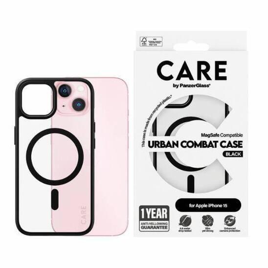 Case APPLE IPHONE 15 CARE by PanzerGlass Urban Combat Case MagSafe (1425) black