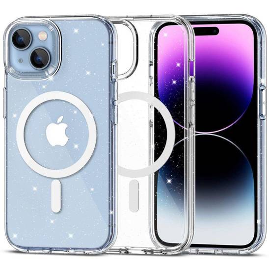 Case APPLE IPHONE 15 PLUS Tech-Protect FlexAir Hybrid MagSafe Glitter transparent