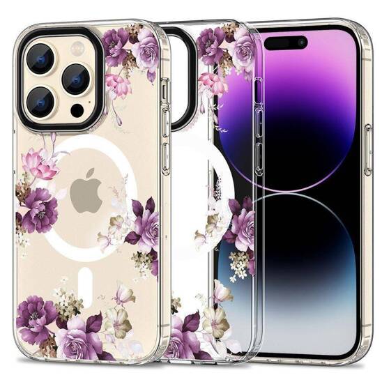 Case APPLE IPHONE 15 PRO Tech-Protect MagMood MagSafe Spring Flowers transparent