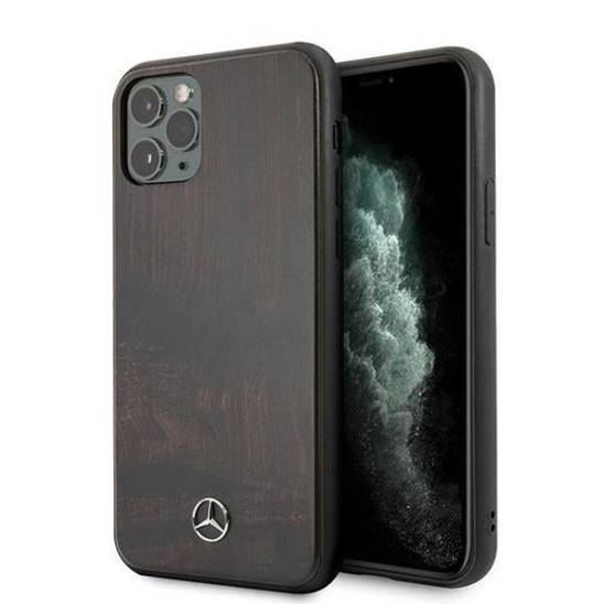 Case IPHONE 11 PRO Mercedes Hard Case Wood Line Rosewood (MEHCN58VWOBR) brown