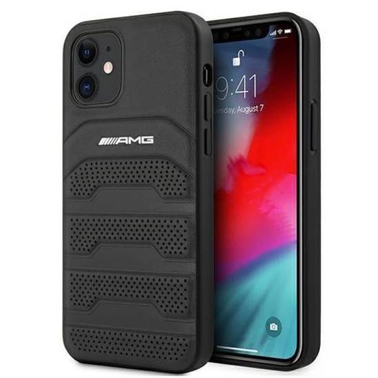 Case IPHONE 12 MINI Mercedes AMG Hardcase Leather Debossed Lines (AMHCP12SGSEBK) black