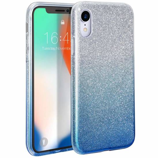 Case IPHONE 13 MINI Glitter silver & blue