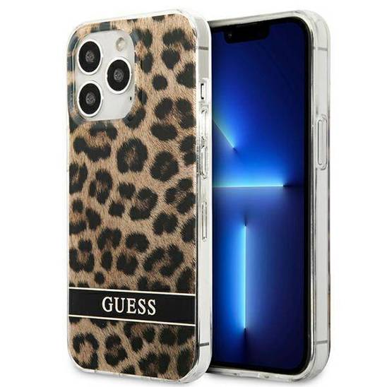 Case IPHONE 13 PRO Guess Hardcase Leopard (GUHCP13LHSLEOW) brown