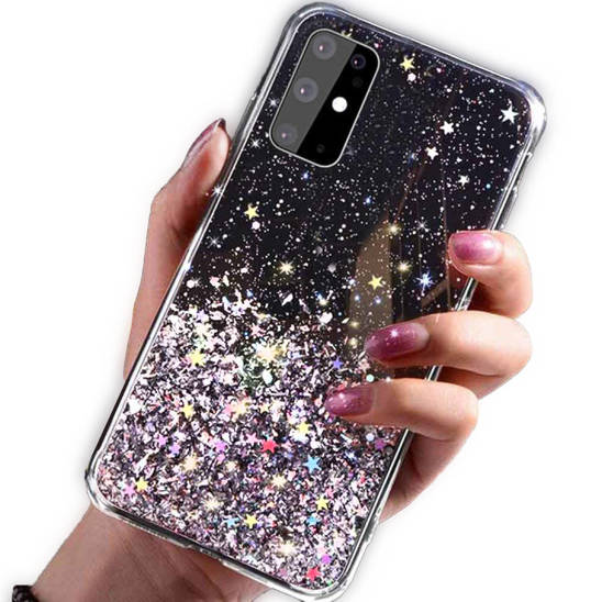 Case IPHONE 13 PRO MAX Sequins Glue Glitter Case black