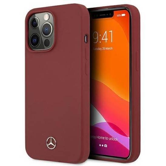 Case IPHONE 13 PRO Mercedes Hardcase Silicone Line (MEHCP13LSILRE) red