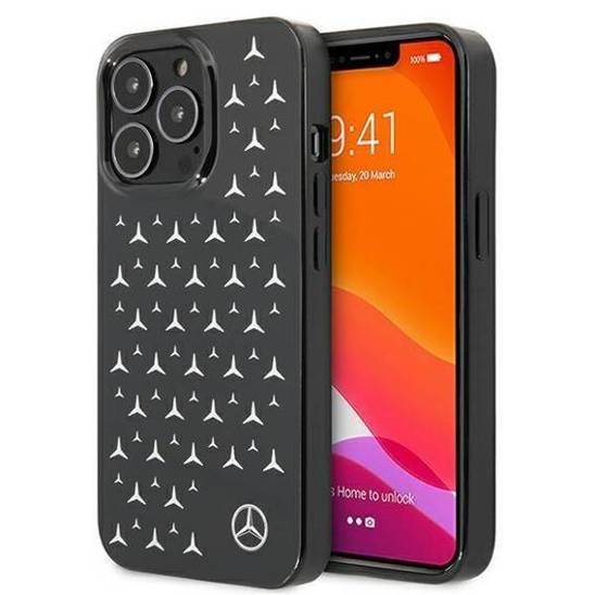 Case IPHONE 13 PRO Mercedes Hardcase Silver Stars Pattern (MEHCP13LESPBK) black