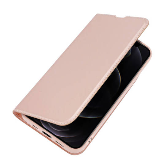 Case IPHONE 13 PRO with a flip Dux Ducis Skin Leather light pink