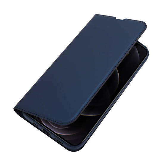 Case IPHONE 13 PRO with a flip Dux Ducis Skin Leather navy blue