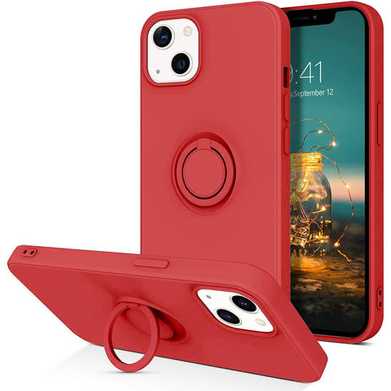 Case IPHONE 13 Silicone Ring Magnetic Stand red