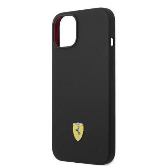 Case IPHONE 14 Ferrari Hardcase Silicone Metal Logo Magsafe (FEHMSIP14SBK) black
