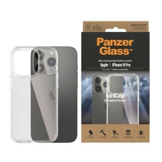 Case IPHONE 14 PRO PanzerGlass HardCase Antibacterial Military (0402) Grade Clear transparent