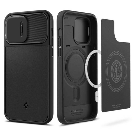 Case IPHONE 14 PRO Spigen Optik Armor MagSafe black