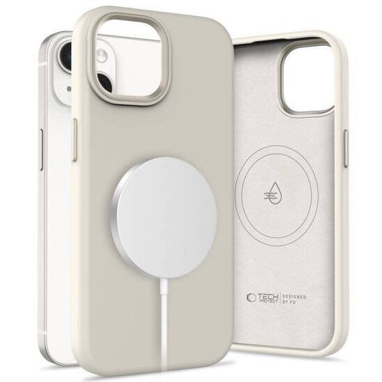 Case IPHONE 14 Tech-Protect Silicone Pure MagSafe Cosmic Latte creamy