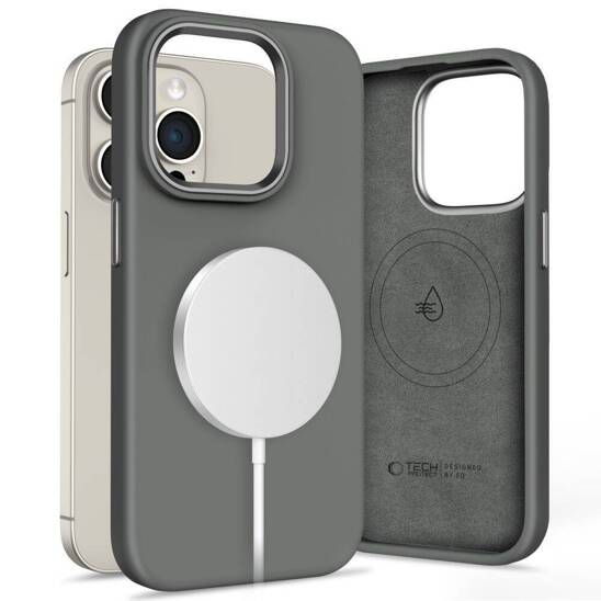 Case IPHONE 15 PRO Tech-Protect Silicone Pure MagSafe gray