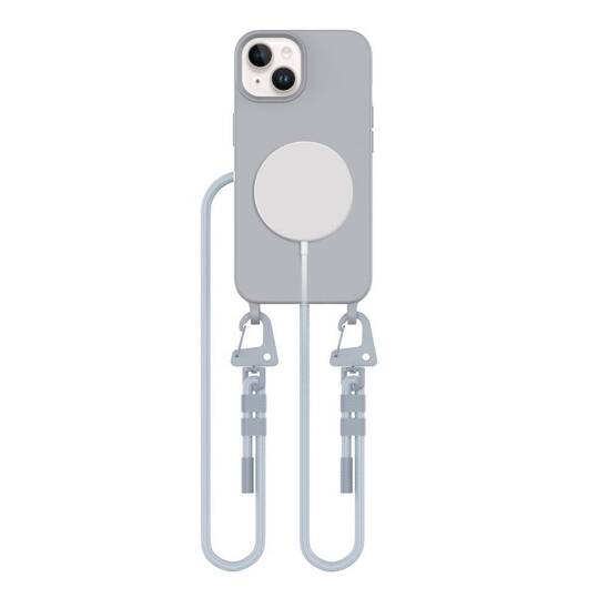 Case IPHONE 15 Tech-Protect Magnecklace MagSafe Crayon Grey