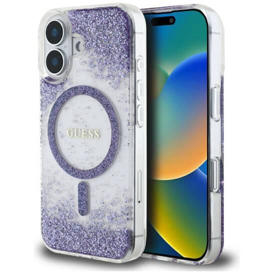 Case IPHONE 16 Guess HC Resin Bottom Glitter