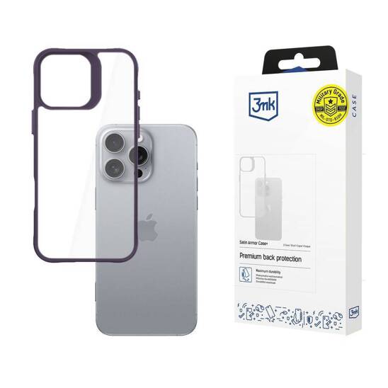 Case IPHONE 16 PRO 3MK Satin Armor Case+ purple